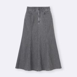 GU Japan Light Denim Flared Maxi Skirt