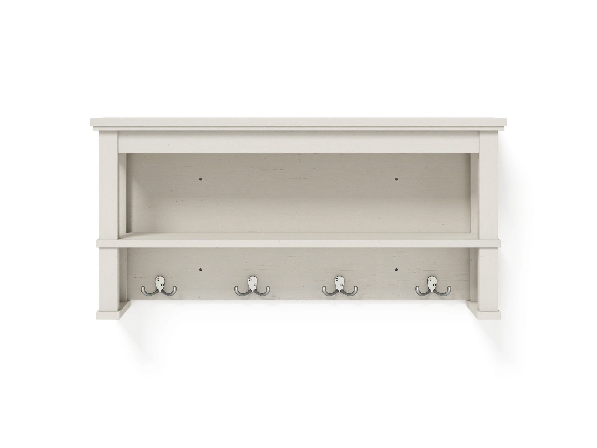 allen + roth 32-in Wall Shelf with Hooks White Finish