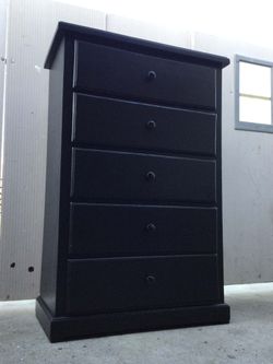 Tall Black Dresser- Great Condition -Solid Wood - (( Tall 52" Long 34" Deep 18"))