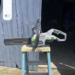 A battery operated chainsaw comes with charger and one battery