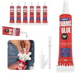 Fabric Glue Permanent (10 ML x 8), Fabric Glue for Clothing Permanent Washabl...