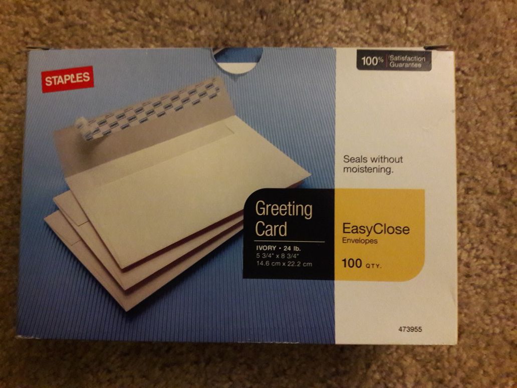 Staples Ivory Greeting/Invitation Card Envelopes 71 Count NEW open box