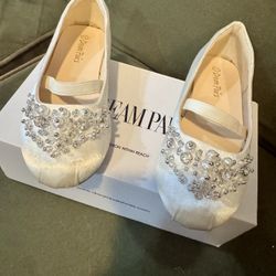 DREAM PAIRS Girl's Mary Jane Pearl White Ballerina Flats