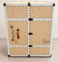 Gold Hawk Showroom Storage Trunk – Beige & White – Restoration Project