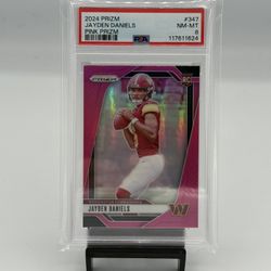 2024 Panini Prism 347 Jayden Daniel’s Pink Prism PSA 8