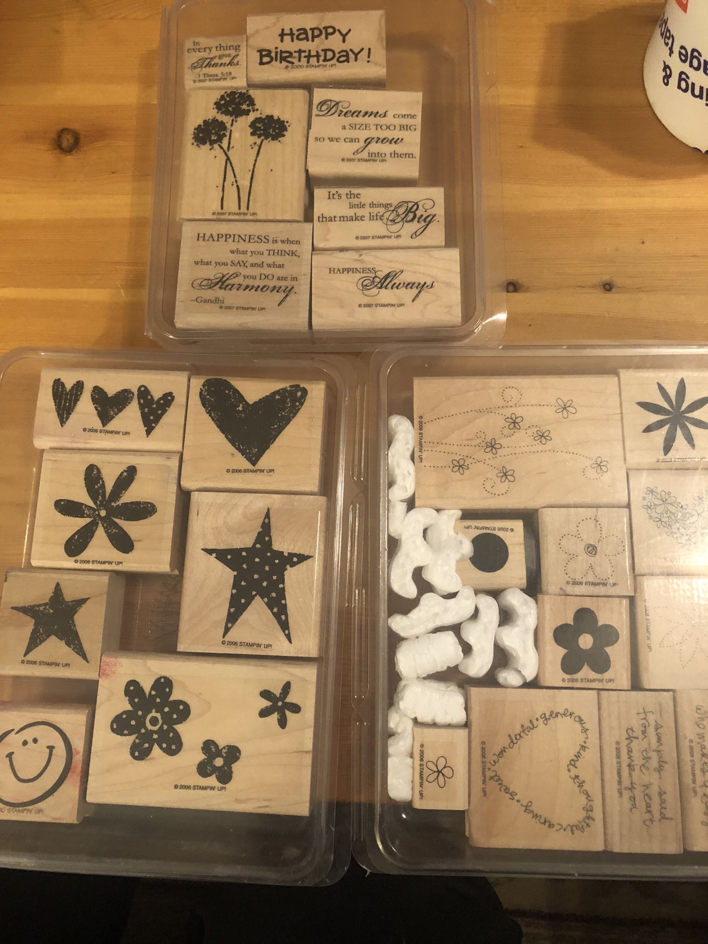 24 Stampin Up Wood Stamp Lot Birthday Stars Friends Flowers 
