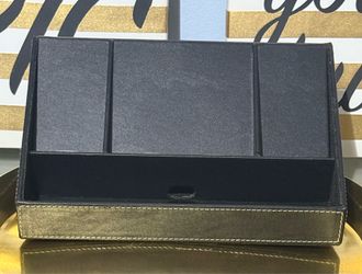 Black Leather Desk Tray Organizer