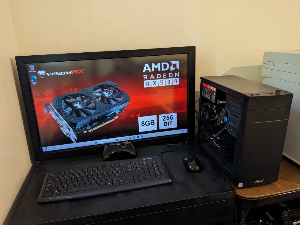 Gigabyte Gaming PC - Intel Core i5 9th 4.1ghz 6-Core, 16gb DDR4 Ram, RX 580 8gb Vram GPU (COD, GTA V, Red Dead), 256gb Nvme SSD, 430w PS, Windows 11