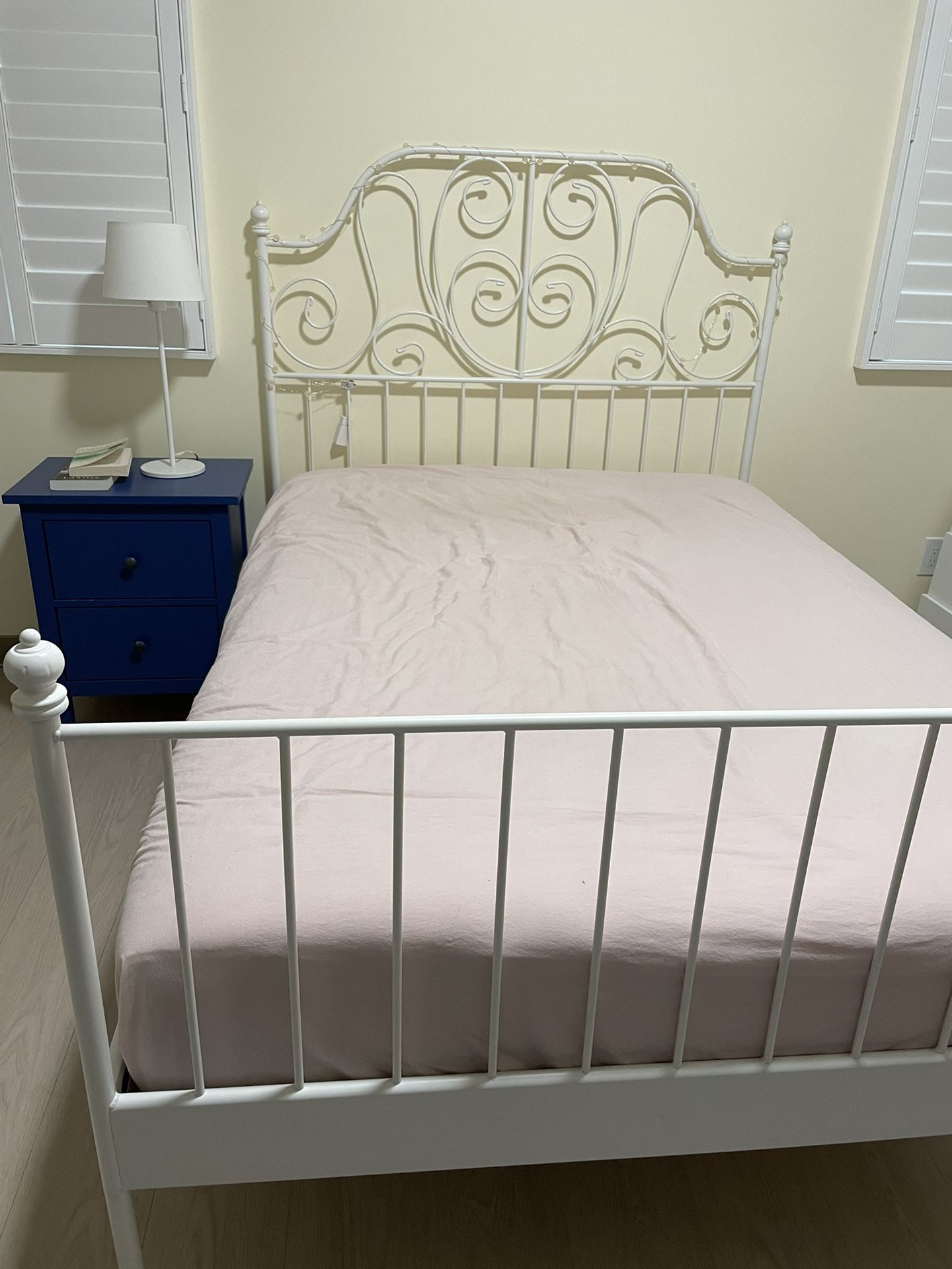 Full Size IKEA bed frame, mattress and bed slates