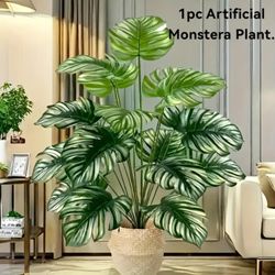 Durable & High Quality Monstera Artificial Plant With Lush Green Leaves, Pot Not Included 