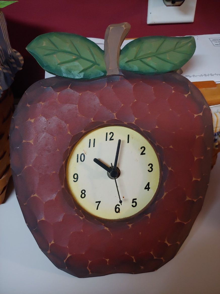 Wooden apple wall clock