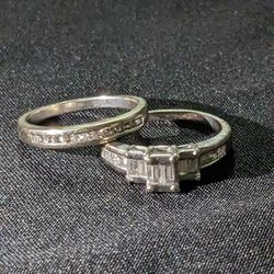 2 Band White Gold Wedding Ring Set  Thumbnail