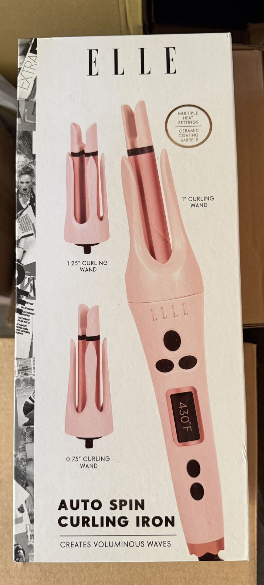 Elle - Auto Spin Curling Iron, Effortless Tangle Free Curls, Auto Spin Technology (Peach)