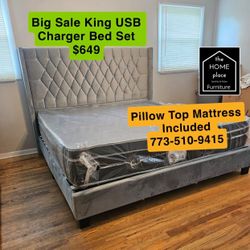 King USB Charger Bed Set For Only $649 🚨 Ready For Delivery 🚚