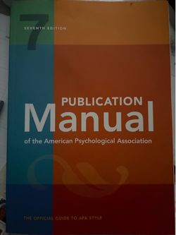 Publication Manual of the American Psychological Association, 7th Edition