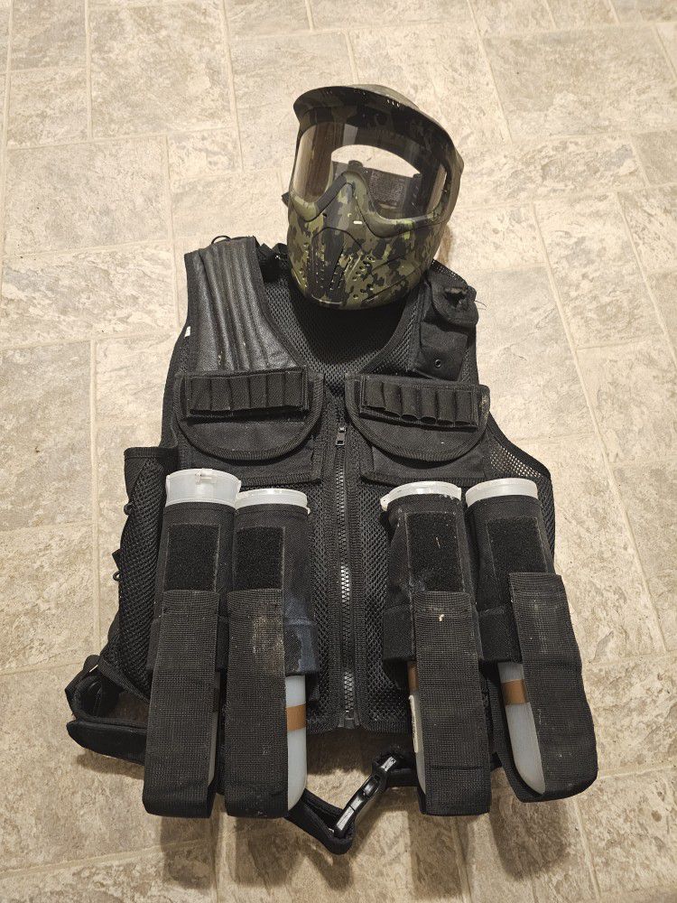 Paintball Vest And Mask