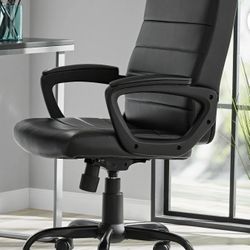 Mainstays Mid-Back Manager's Office Chair in Black Faux Leather