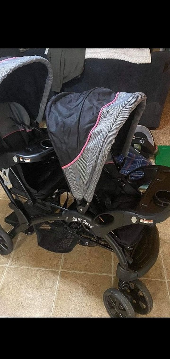 Grey,Pink,Black Baby Trend Double Stroller