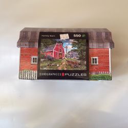 Barn Style Puzzle With Custom Barn Tin Case