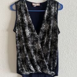 sleeveless wrap-front blouse