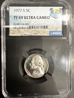 1977 S 5C PF 69 Ultra Cameo NGC Jefferson Nickel