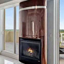 Extraordinary Mahogany Electric Fireplace. Amazing Condition - 45” x 23” x 94” - Originally $9500