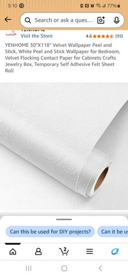 YENHOME 30"X118" Velvet Wallpaper Peel and Stick, White Peel and Stick Wallpaper