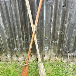 Rare Antique Distressed Wooden Oars Pair 