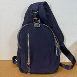 Royal Blue Madison West Shoulder Hand Bag Striped Interior  Zip 3 Pockets