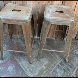 Beautiful  Vintage Set Two Metal Bar Stool