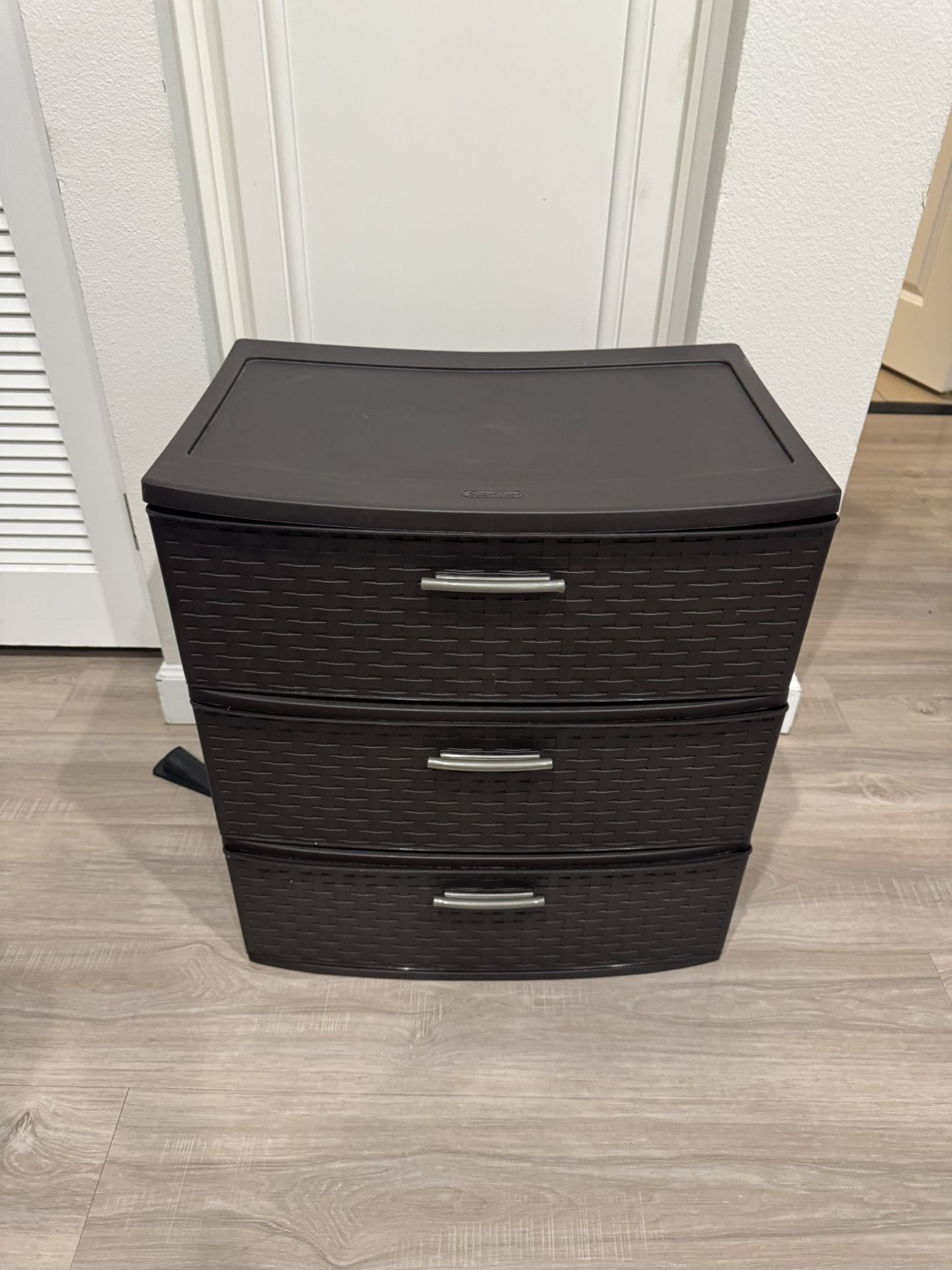 3-Drawer Plastic Storage Tower with Woven Look 21.5x14.5x24