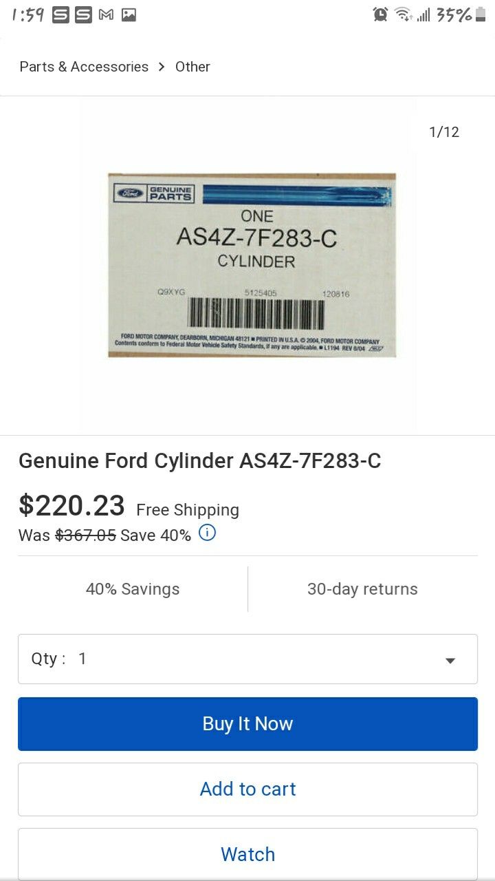 AS4Z-7F283-C . Cylinder Brand New In Box