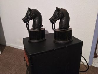 Pair,hitching Posts,rare Oval Base Cast Iron at least 80 To 100 yrs old
