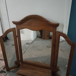 Stand Up Heavy Wooden Decorative Mirror Like New Condition 