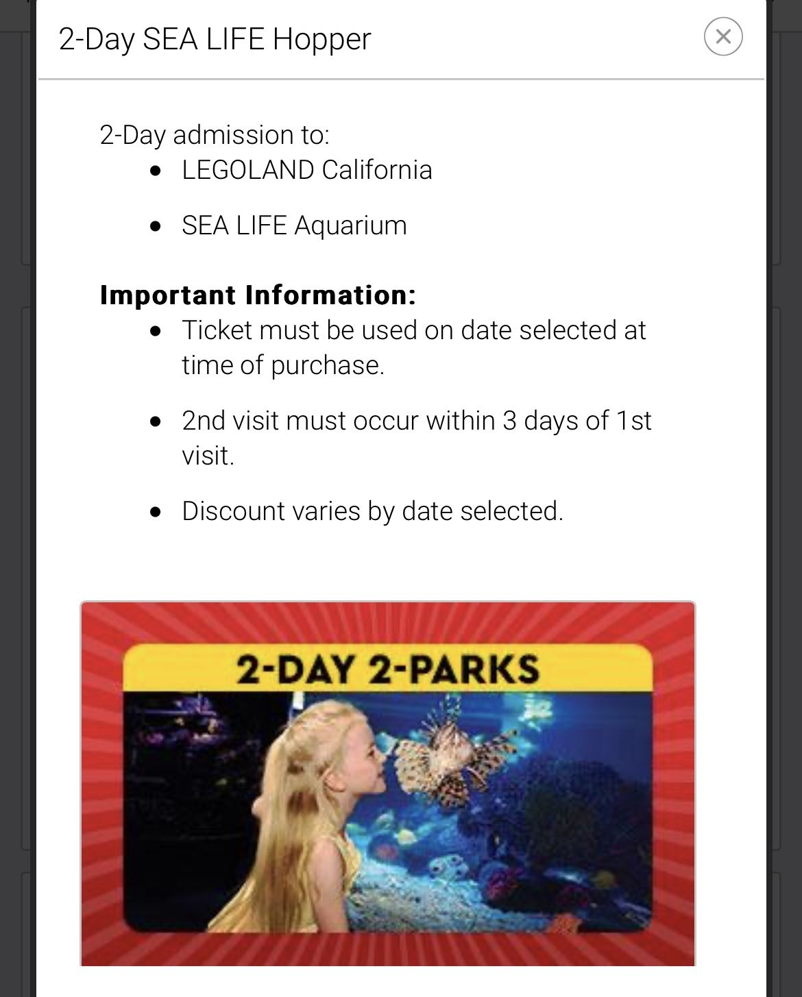 San Diego legoland 2 day pass