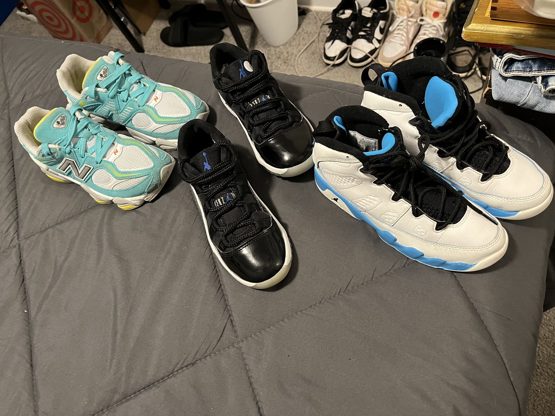 Size 1Y Jordan’s And New Balance $55,$60.. $65 (Used In Very Good Condition) (All 3 Pairs for $160.00) (Serious Buyers Only!!