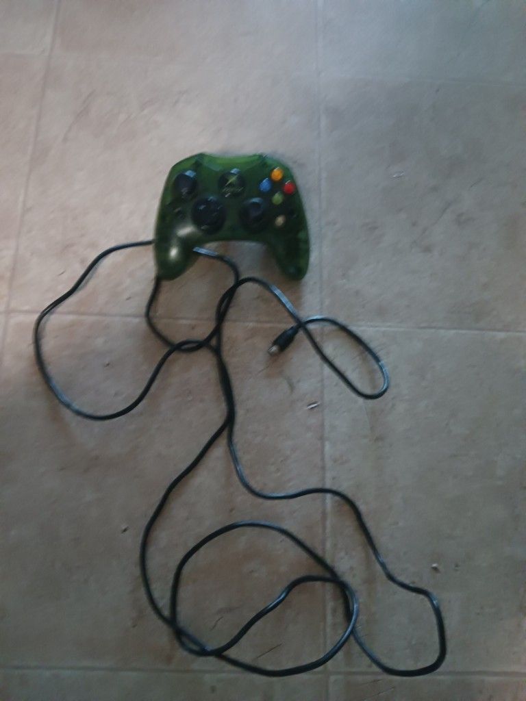 OG xbox green clear wired controller