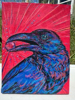 Original Satin Finish Acrylic Raven Painting