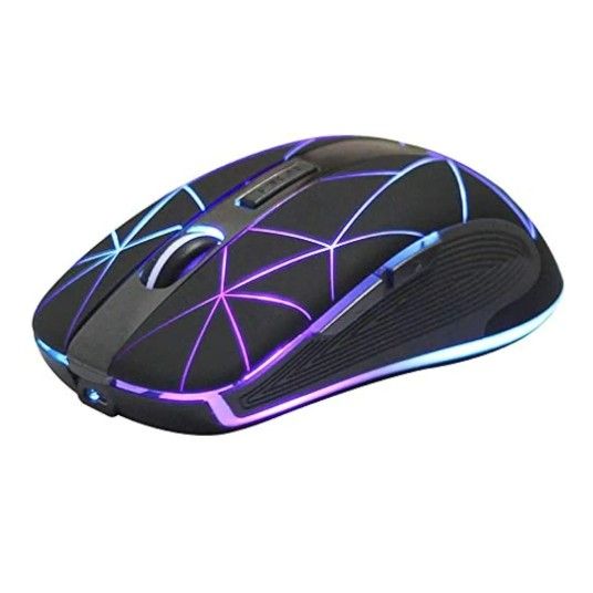 Rii RM200 2.4G Wireless Mouse with USB Nano Receiver, 5 Buttons Rechargeable Mouse,Colorful Backlit RGB Gaming Mouse for Notebook,PC,Computer-Black