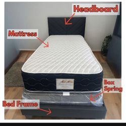 Brand New Twin Bed Frame With Mattress And Box Spring Ready For Delivery 🚛