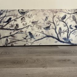 Bird Painting, Wall Art 48x21
