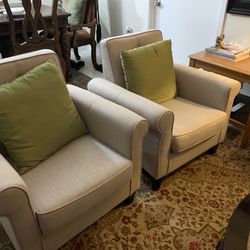 Like-new Roll Arm Upholstered Accent Armchair -set Of 2
