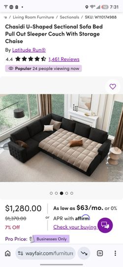 Latitude Run Chasidi U-Shaped Sectional Sofa Bed