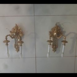 Antique Sold Brass Wall Sconces Weiss& Biheller