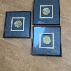 SET OF 3 Harris strong SIGNED Fine Art Mid Century Coin 