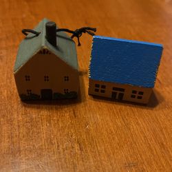 Vintage Wooden Houses Christmas Ornaments 