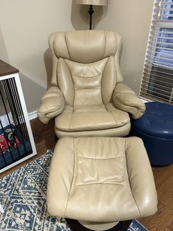 BarcaLounger Leather Recliner With Ottoman