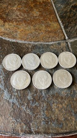 7 - SILVER GERMAN DEUTSCHES REICH 5 MARK - .90% SILVER SEE DETAILS FOR DATES AND MINT MARK LOCATIONS - RARE AU!