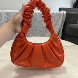 Orange Ruched Handle Bag