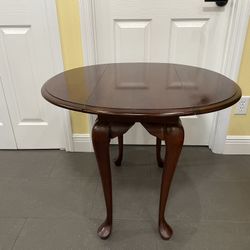 1970s Cherry Queen Anne Style Drop Leaf Table Vintage Antique